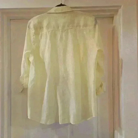 Chicos Womens Sheer Long Sleeve Button Down Shirt Light Lime Green Size Large - Picture 2 of 7